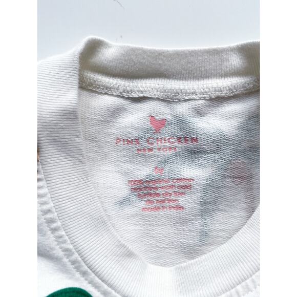 Girl's Pink Chicken Palm Tree Organic Cotton Crewneck Sweatshirt Size 6 - Picture 3 of 4